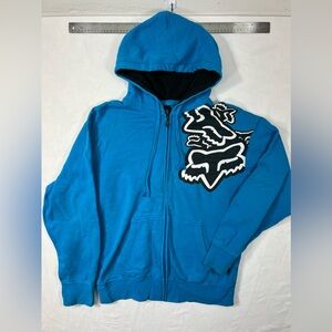 Fox Blue Zip Up Sweater